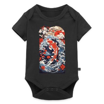 Japanese Koi Ukiyo-E Fish and Water Japan - Baby Premium short-sleeve bodysuit - black - Front