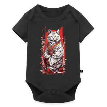 Japanese Kimono Cat Ukiyo-E Style - Baby Premium short-sleeve bodysuit - black - Front