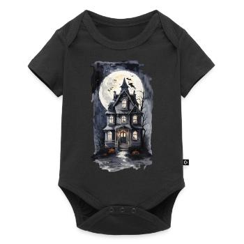 Maison hantée d’Halloween effrayante avec des chauves-souris - Body à manches courtes Premium Bébé - noir - Devant