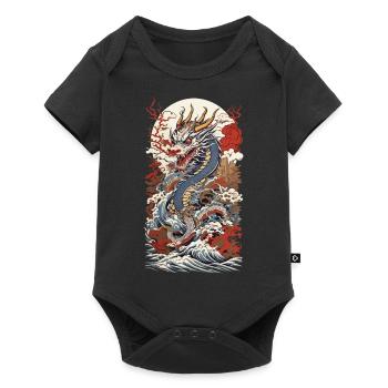 Japonais Vintage Dragon Ukiyo-E Streetwear - Body à manches courtes Premium Bébé - noir - Devant