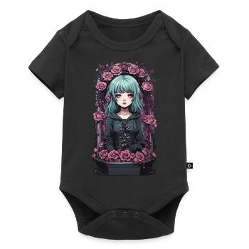 Victorian gothic anime egirl with roses - Baby Premium short-sleeve bodysuit - black - Front