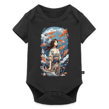 Kimono esthétique japonaise Koi Girl Design - Body à manches courtes Premium Bébé - noir - Devant