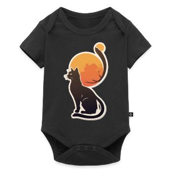 Cute Cat Vintage Sunset - Baby Premium short-sleeve bodysuit - black - Front