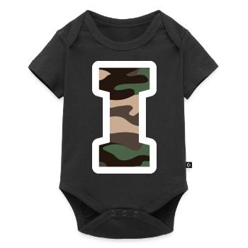 lettre I camouflage militaire-idée cadeau - Body à manches courtes Premium Bébé - noir - Devant