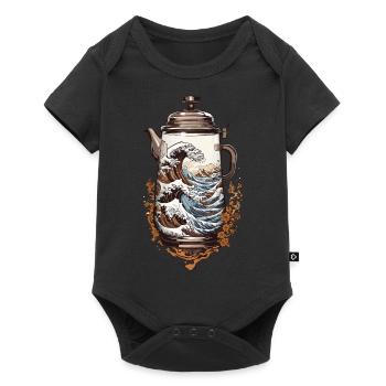 Coffee Ukiyo-E Wave Coffee Pot Streetwear - Baby Premium short-sleeve bodysuit - black - Front