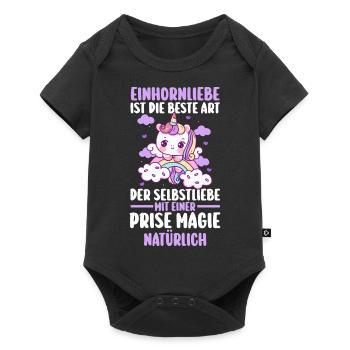 Einhorn - Baby Premium Kurzarmbody - Schwarz - Vorne