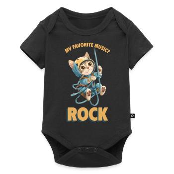 My favorite music? Rock Klettern Süße Katze - Baby Premium Kurzarmbody - Schwarz - Vorne