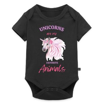 Les licornes sont mon animal préféré - Body à manches courtes Premium Bébé - noir - Devant