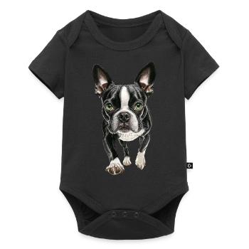 Boston Terrier - Baby Premium Kurzarmbody - Schwarz - Vorne