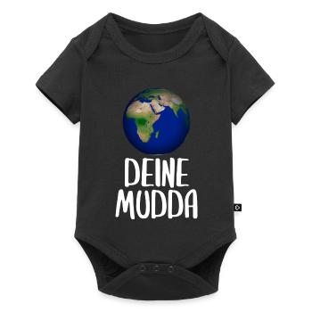 Weltkugel Schriftkunst Motiv - Baby Premium Kurzarmbody - Schwarz - Vorne