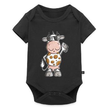 Cool cow with sunglasses - Baby Premium short-sleeve bodysuit - black - Front