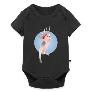 Pink cockatoo bird with delicate blue background - Baby Premium short-sleeve bodysuit - black - Front