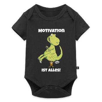 Motivation Ist Alles I Faultier I Dinosaurier - Baby Premium Kurzarmbody - Schwarz - Vorne