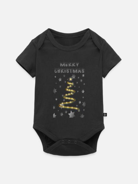 Goldener Weihnachtsbaum - Baby Premium Kurzarmbody - Schwarz
