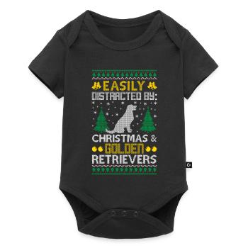 Easily Distracted Golden By Retriever Ugly Sweater - Baby Premium Kurzarmbody - Schwarz - Vorne