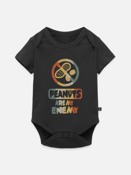 Erdnüsse sind meine Feinde - Baby Premium Kurzarmbody - Schwarz