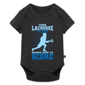 Junge der Lacrosse spielt - Baby Premium Kurzarmbody - Schwarz - Vorne