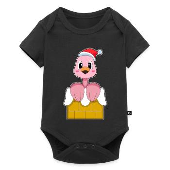 Chapeau de Noël flamant rose - Body à manches courtes Premium Bébé - noir - Devant