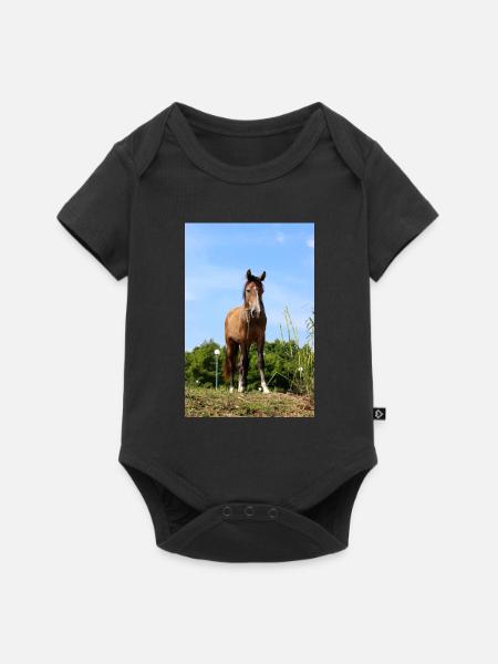 Pferd - Baby Premium Kurzarmbody - Schwarz