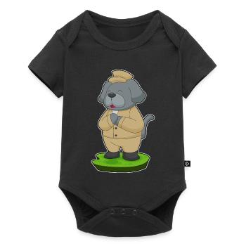 Hund Bräutigam Anzug Hochzeit - Baby Premium Kurzarmbody - Schwarz - Vorne