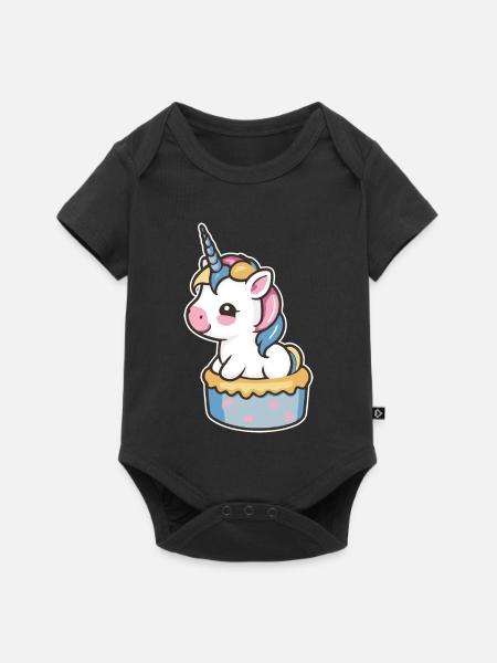 Einhorn Torte - Baby Premium Kurzarmbody - Schwarz