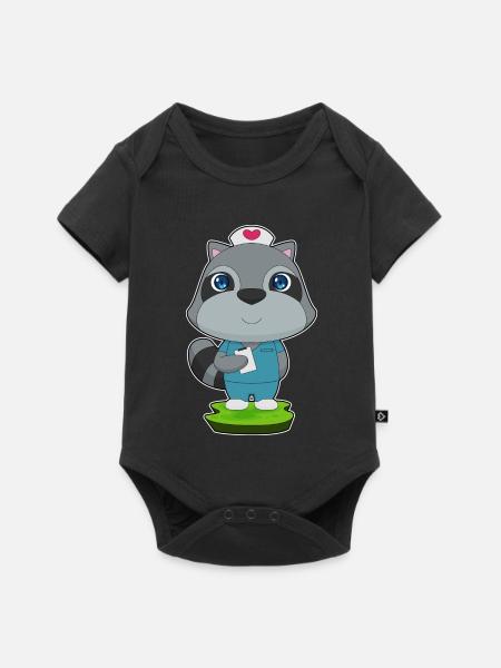 Waschbär Krankenschwester - Baby Premium Kurzarmbody - Schwarz