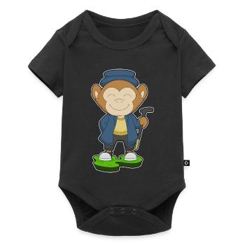 Monkey Pensioner Walking Stick - Baby Premium short-sleeve bodysuit - black - Front