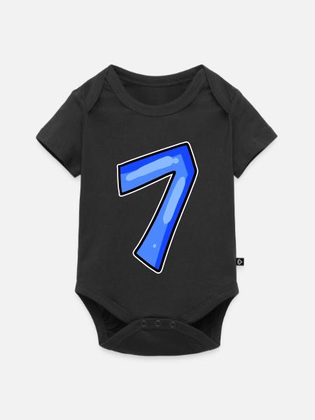 Zahl 7 Nummer - Baby Premium Kurzarmbody - Schwarz