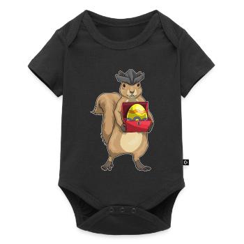 Eichhörnchen Ostern Pirat - Baby Premium Kurzarmbody - Schwarz - Vorne