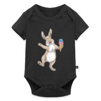 Hase Waffeleis - Baby Premium Kurzarmbody - Schwarz - Vorne
