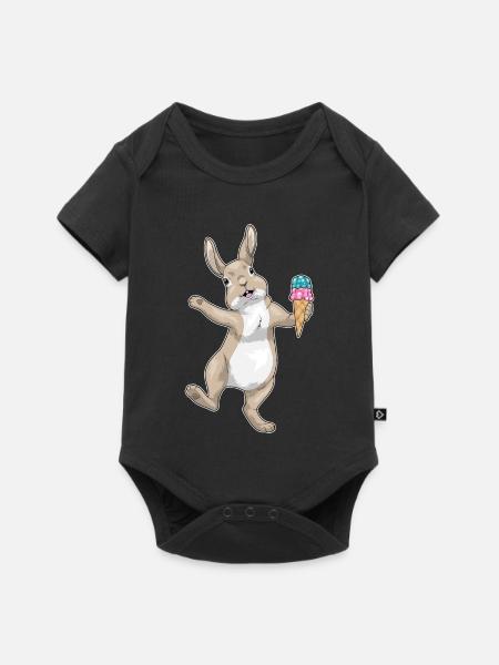 Hase Waffeleis - Baby Premium Kurzarmbody - Schwarz