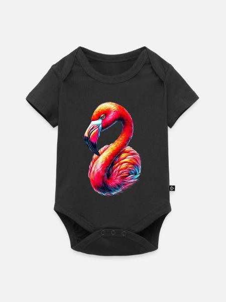Flamingo - Baby Premium Kurzarmbody - Schwarz