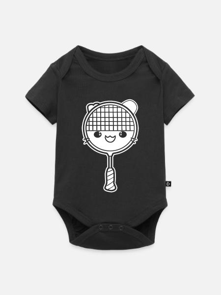 Badmintonschläger Comic Stil - Baby Premium Kurzarmbody - Schwarz