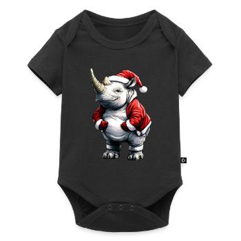 Père Noël Rhinocéros - Body à manches courtes Premium Bébé - noir - Devant