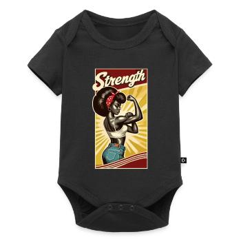 Strength Strong Black Woman Rockabilly Gift - Baby Premium short-sleeve bodysuit - black - Front