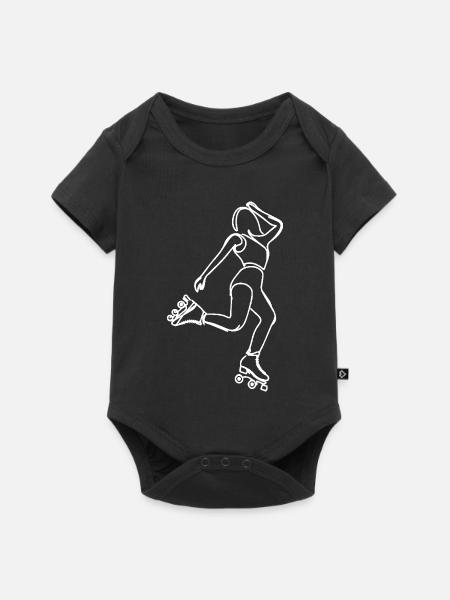 Rollschuhfahrerin Zeichnung - Baby Premium Kurzarmbody - Schwarz