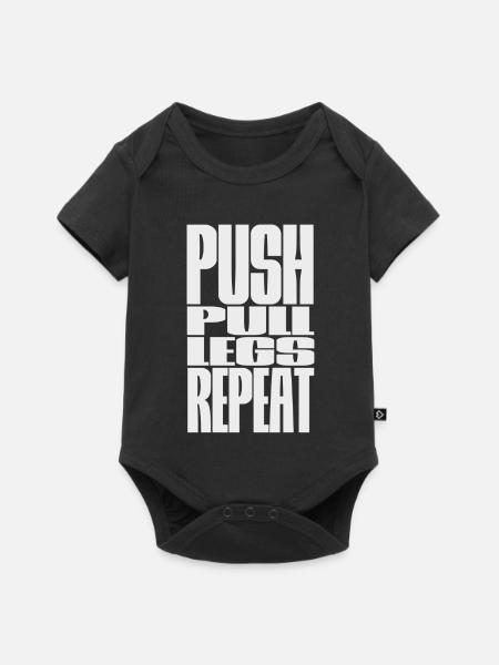 PUSH PULL LEGS WIEDERHOLEN - Baby Premium Kurzarmbody - Schwarz