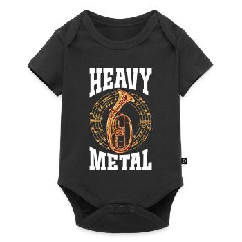 Cor ténor en métal lourd avec couronne de musique - Body à manches courtes Premium Bébé - noir - Devant