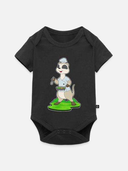 Erdmännchen Koch Pfanne Kochen - Baby Premium Kurzarmbody - Schwarz