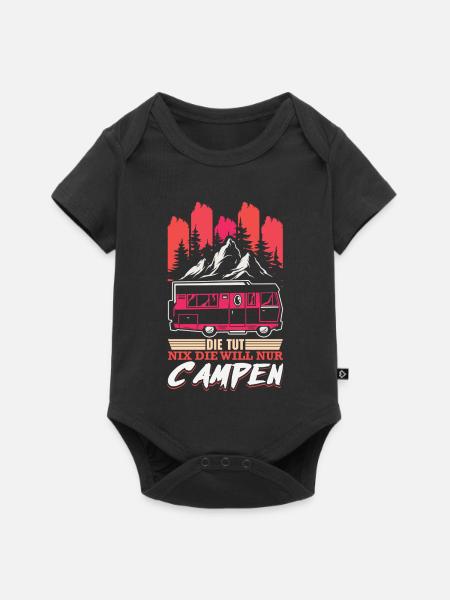 Camper Camping Wohnwagen Spruch - Baby Premium Kurzarmbody - Schwarz