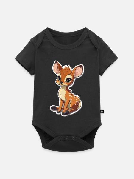 Reh - Baby Premium Kurzarmbody - Schwarz
