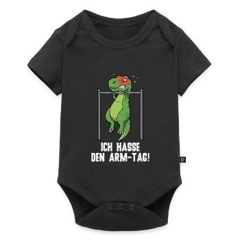 T-Rex Dinosaur Fitness Humor - Biceps Day - Baby Premium short-sleeve bodysuit - black - Front