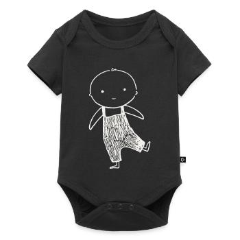 Petit Gribouillis en Salopette - Body à manches courtes Premium Bébé - noir - Devant