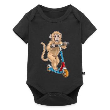 Monkey Kick Scooter - Baby Premium short-sleeve bodysuit - black - Front