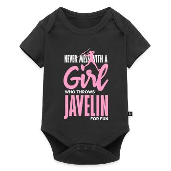 Lanceur de javelot avec une déclaration amusante - Body à manches courtes Premium Bébé - noir - Devant