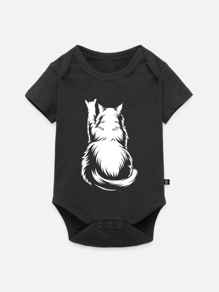 Rock Katze Rückenansicht – Devil Horns - Baby Premium Kurzarmbody - Schwarz