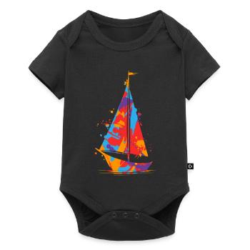 Sailing Colorful Sailboat Kids Men Sailors - Baby Premium short-sleeve bodysuit - black - Front