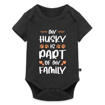 Mein Husky ist Teil der Familie - Baby Premium Kurzarmbody - Schwarz - Vorne