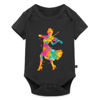 Violin Colorful Violinist Kids Ladies Girls Violin - Baby Premium short-sleeve bodysuit - black - Front