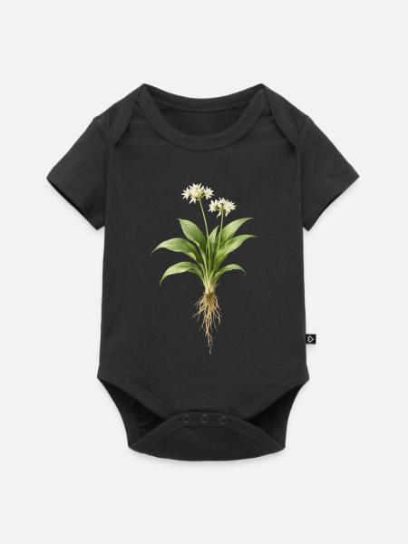 Bärlauch Pflanze Botanisches Design - Baby Premium Kurzarmbody - Schwarz